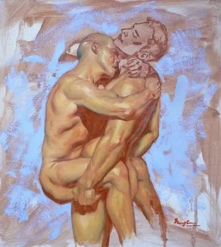 oil painting art male nude #16-2-19 (2016) - Artwork by Hongtao Huang - AmorArt