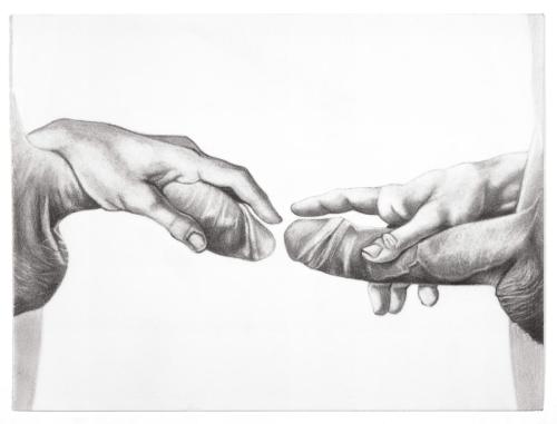 Dicks (2018) -the_creation_of_adams_dick - Charcoal and graphite on paper by © Alexandra Rubinstein - AmorArt